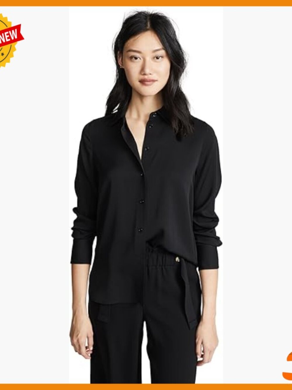 Slim Fit Silk Crepe Blouse Long Sleeve Button Down Shirt